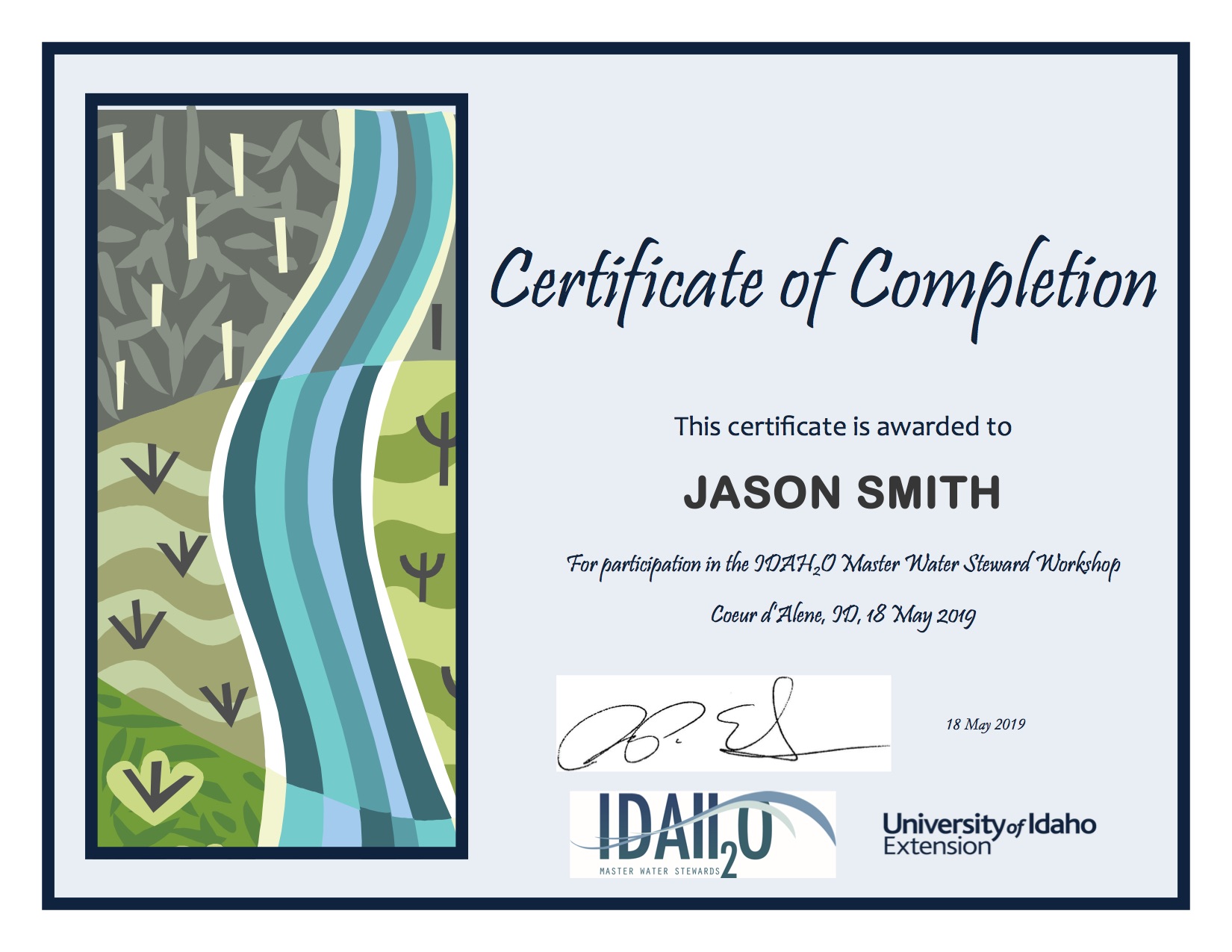Certificate of Completion_Coeur dAlene_18 May 2019_Jason Smith